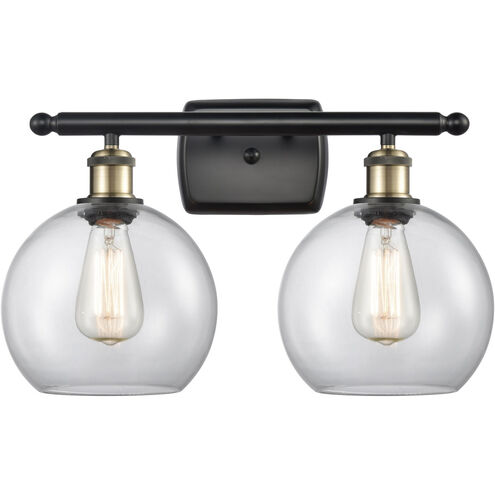 Ballston Athens LED 16 inch Black Antique Brass Bath Vanity Light Wall Light in Clear Glass, Ballston