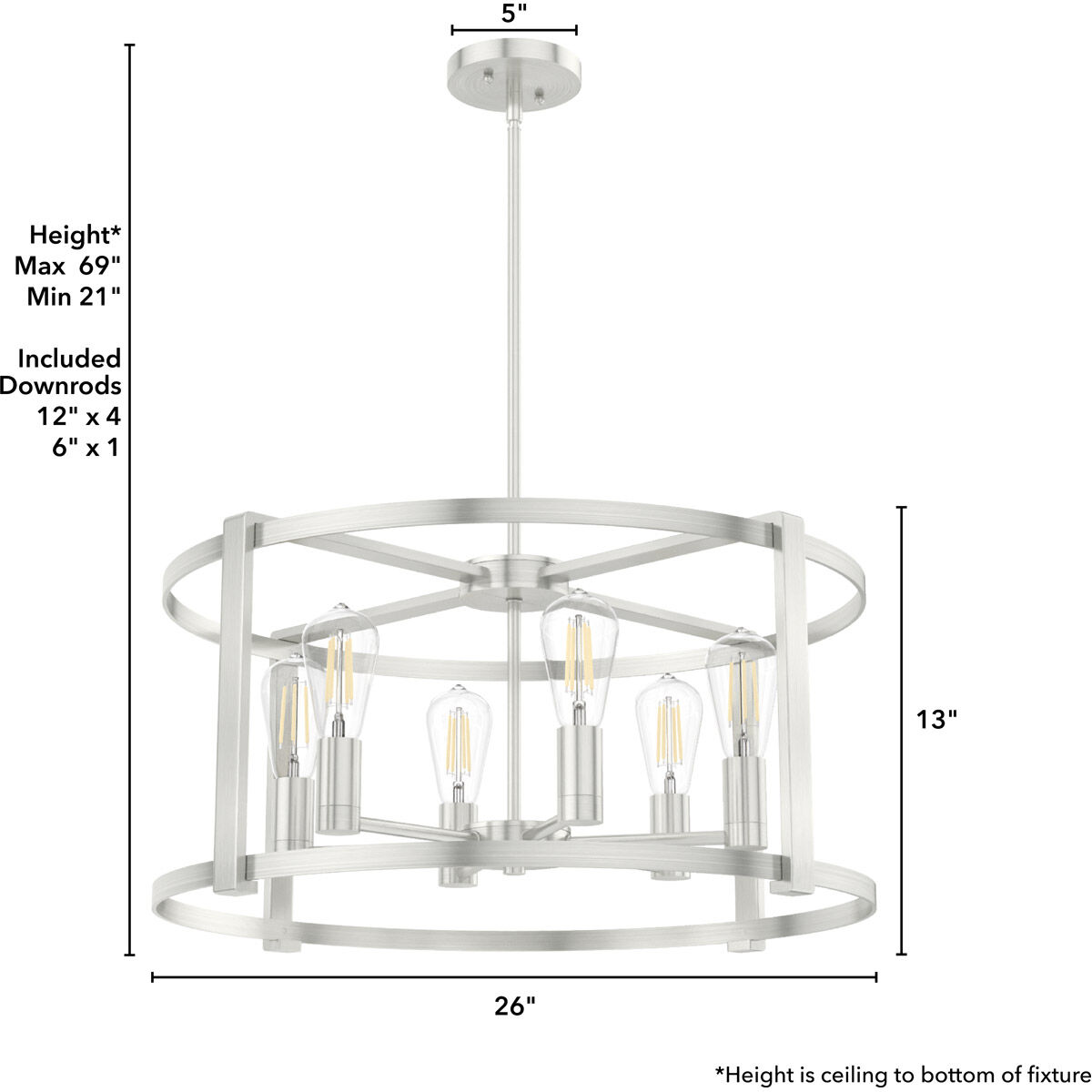 Astwood 6 Light 26 inch Brushed Nickel Chandelier Ceiling Light