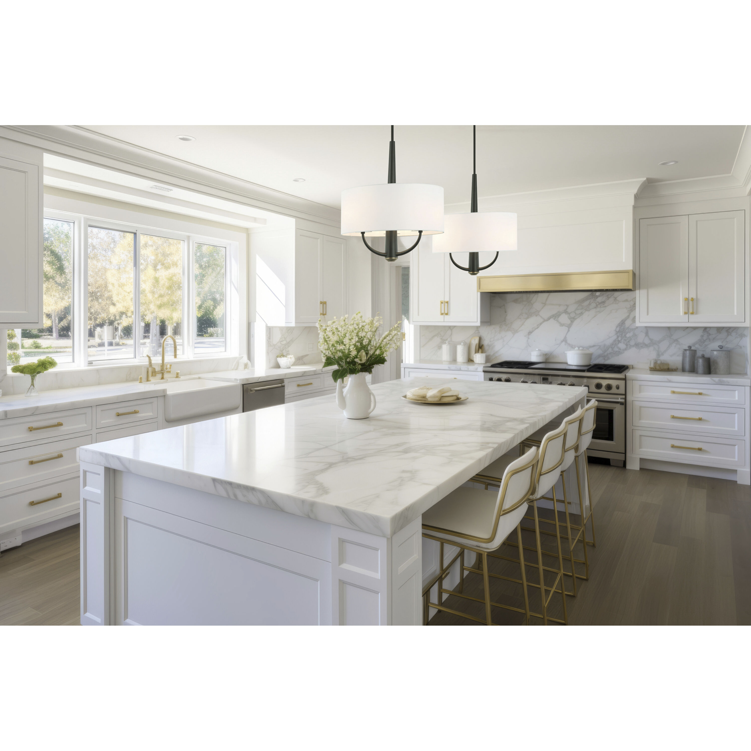 Patchwork 3 Light 18 inch Black with Satin Brass Pendant Ceiling Light in Black/Satin Brass