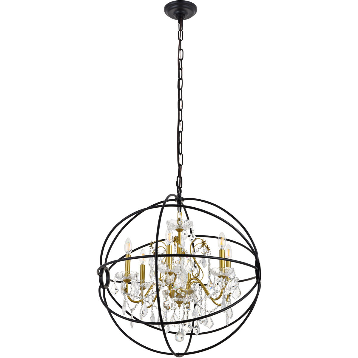 Cordelia 6 Light 26 inch Black and Gold Pendant Ceiling Light
