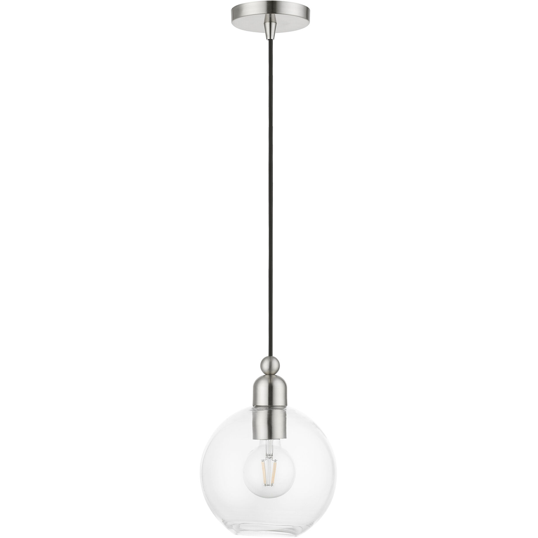 Downtown 1 Light 8 inch Brushed Nickel Pendant Ceiling Light, Sphere