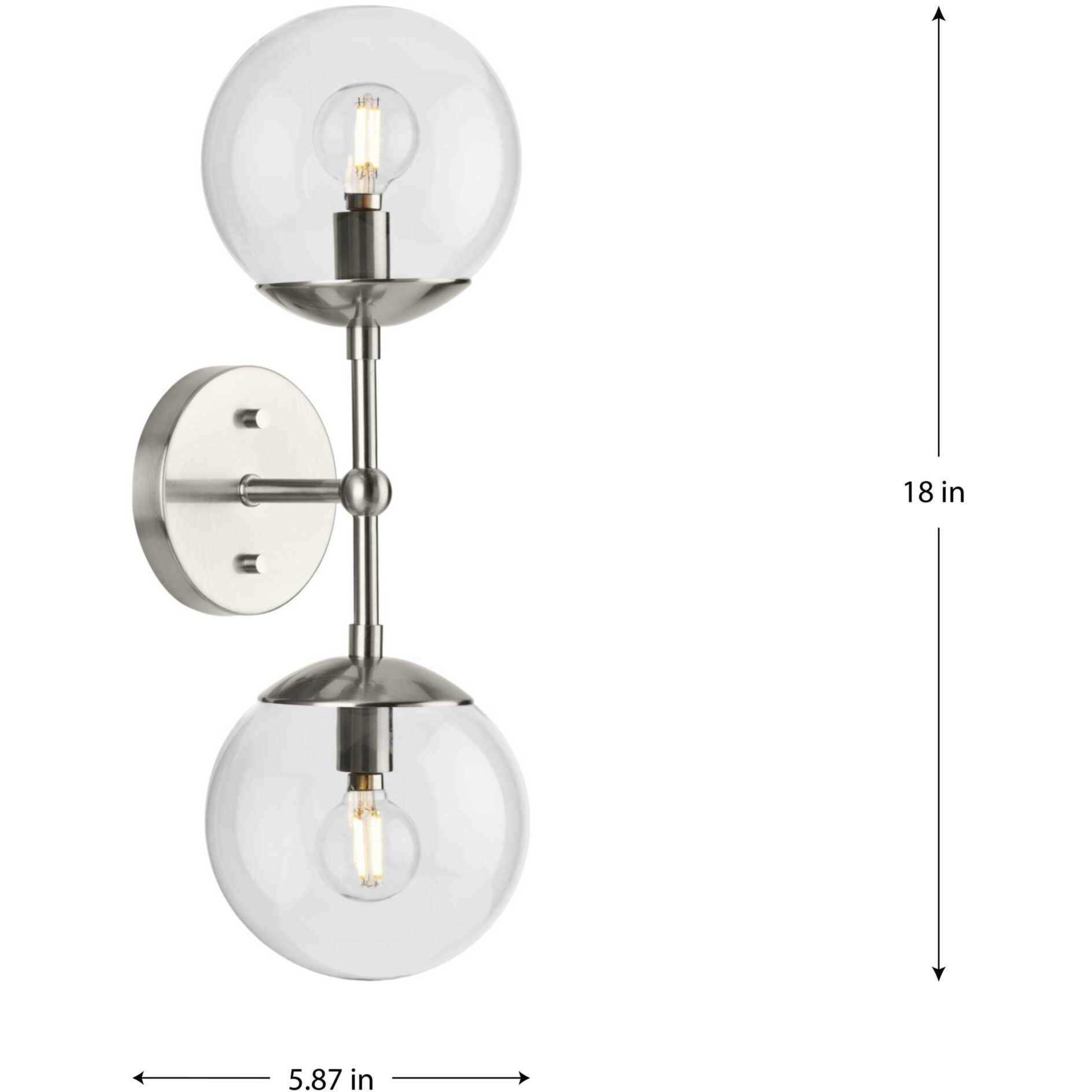Atwell 2 Light 6.75 inch Brushed Nickel Wall Sconce Wall Light
