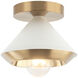 Velax 1 Light 6.5 inch White Flush Mount Ceiling Light in White and Aged Gold Brass