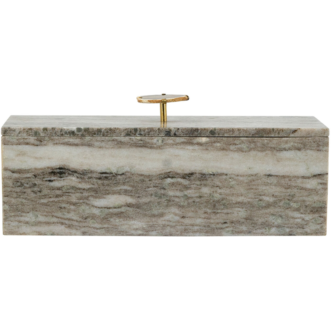 Anita 15 inch Gray and Brass Decorative Storage Box