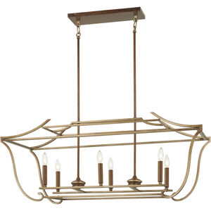 Magnolia Manor 6 Light 42.13 inch Pale Gold with Distressed Bronze Island Light Ceiling Light