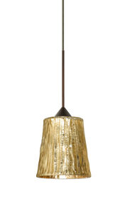 Besa Lighting Nico LED Bronze Pendant Ceiling Light in Stone Gold Foil Glass 1XT-5125GF-LED-BR - Open Box