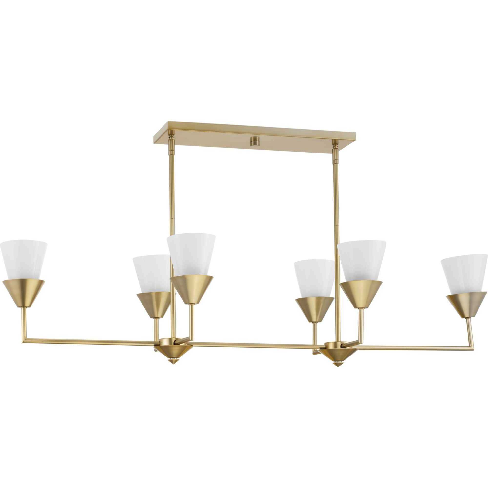 Pinellas 6 Light 50 inch Soft Gold Linear Chandelier Ceiling Light, Design Series