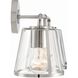 Fulton Bath Vanity Light Wall Light in Polished Nickel, Clear