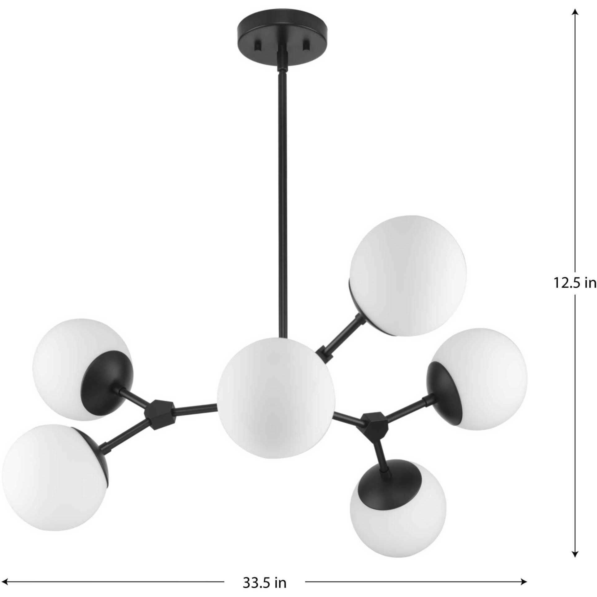 Haas 6 Light 33.5 inch Matte Black Chandelier Ceiling Light, Design Series