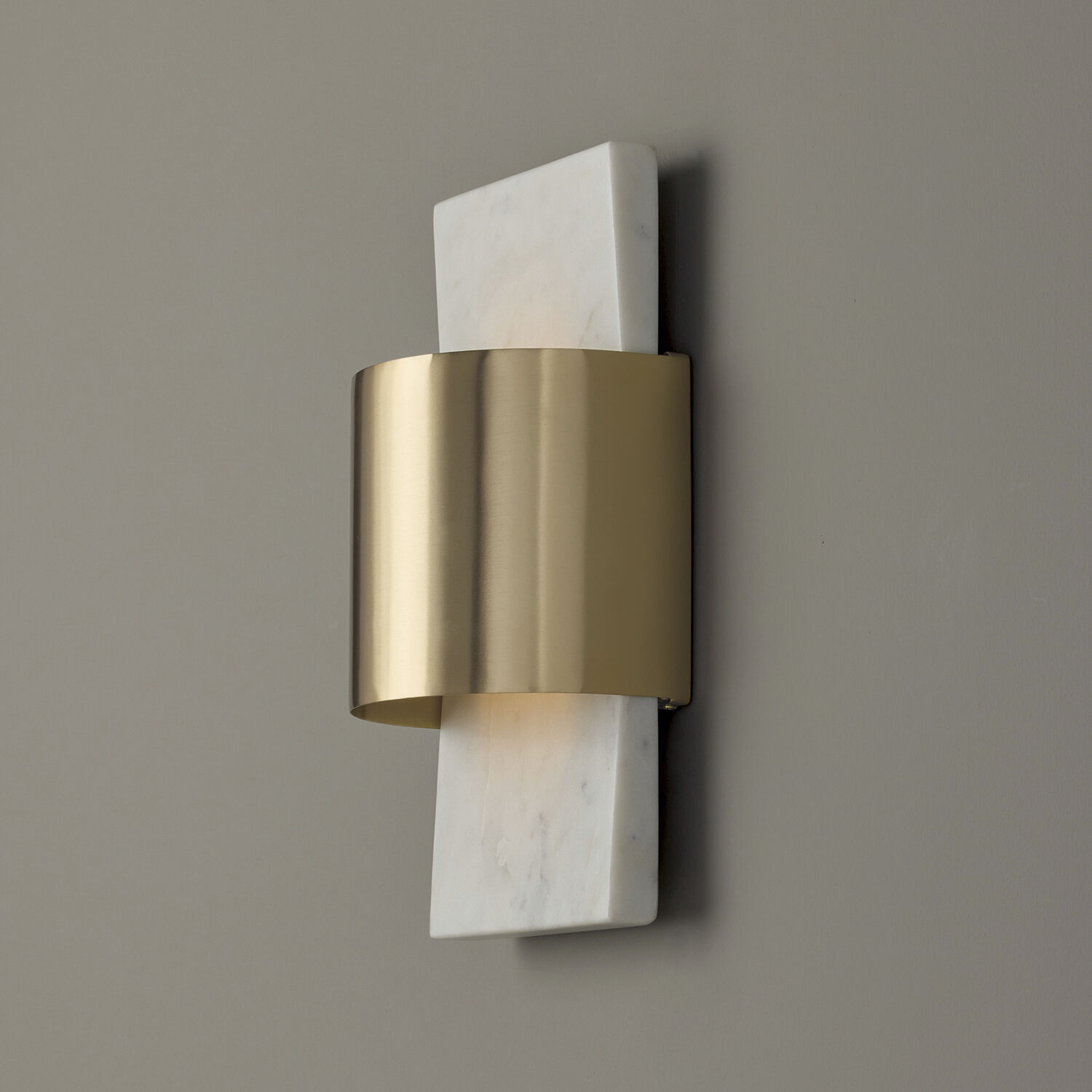 Sidney LED 6.25 inch White Marble and Matte Brass Sconce Wall Light
