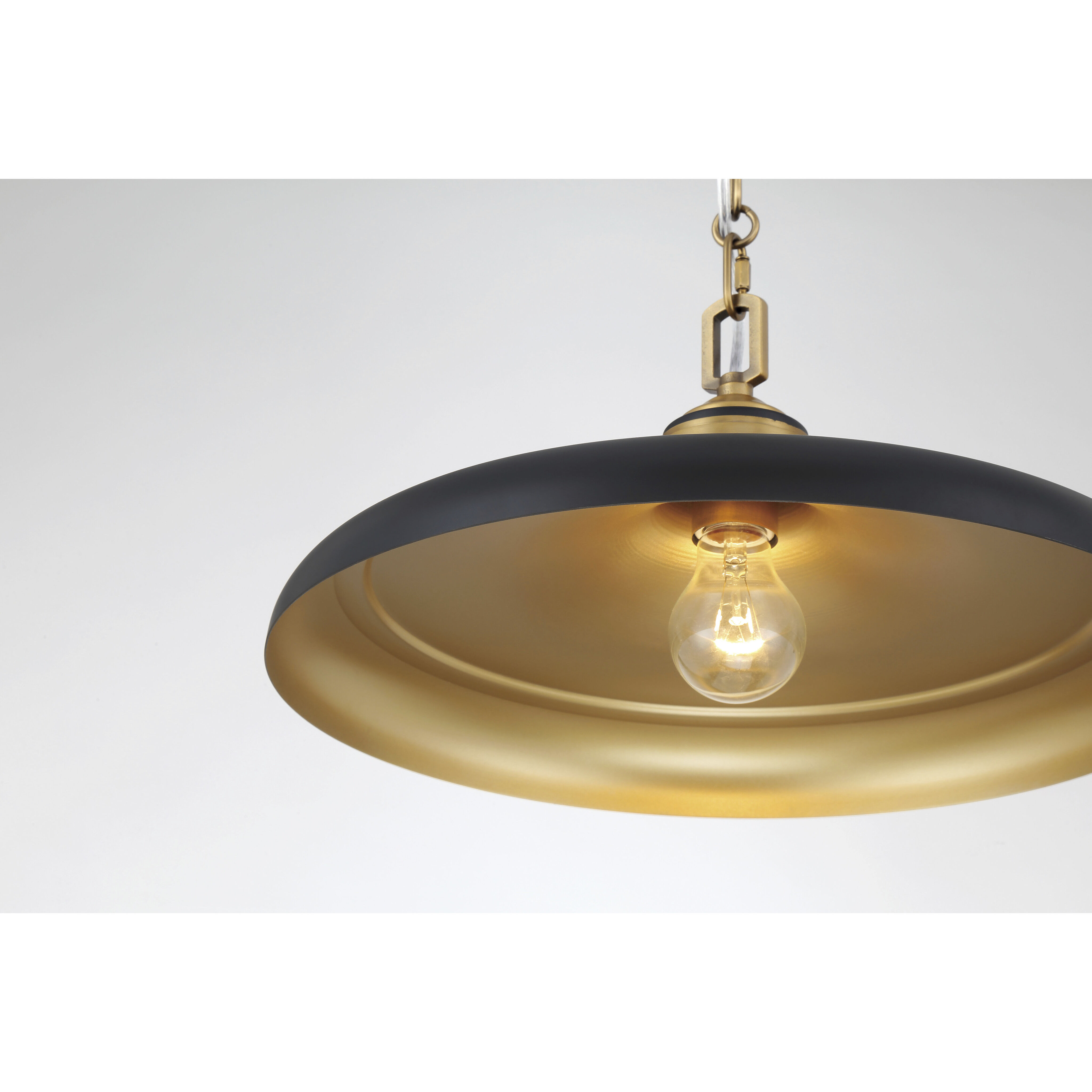 Crowne 1 Light 16 inch Legacy Brass and Dark Matte Black Pendant Ceiling Light