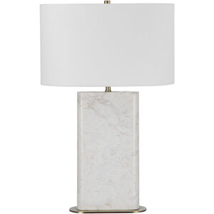 Irisa 26.75 inch 100 watt Honed White and Antique Brushed Brass Table Lamp Portable Light