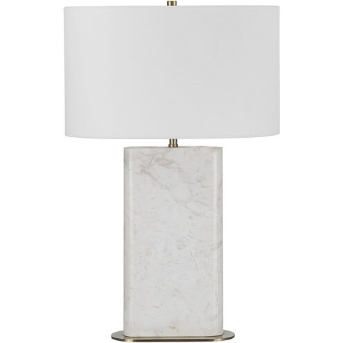 Irisa 26.75 inch 100 watt Honed White and Antique Brushed Brass Table Lamp Portable Light