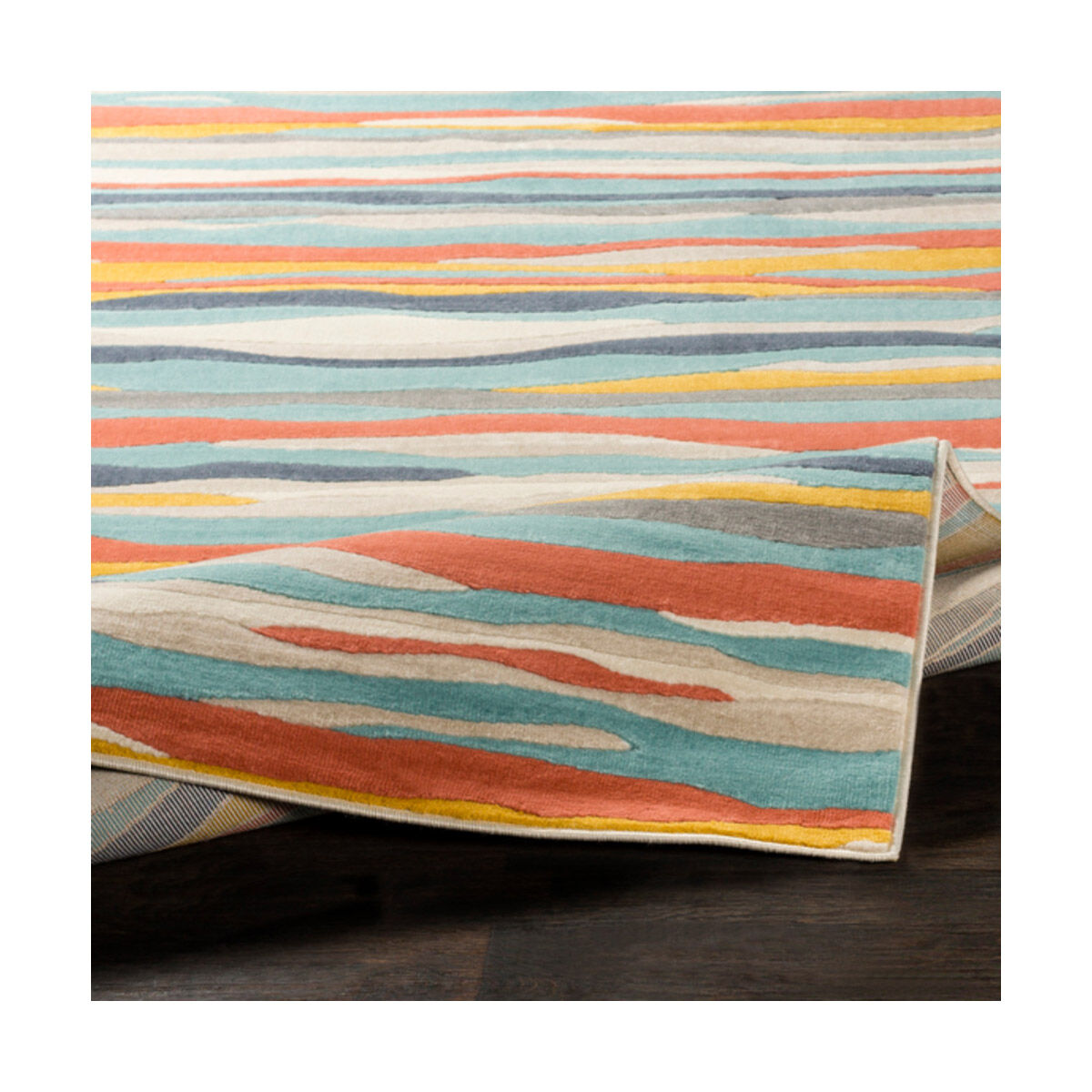 Islip 87 X 63 inch Aqua/Charcoal/Coral/Mustard/Light Gray/Beige/Taupe Rugs, Rectangle