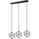 Vertical 3 Light 34 inch Matte Black and Brushed Nickel Linear Chandelier Ceiling Light