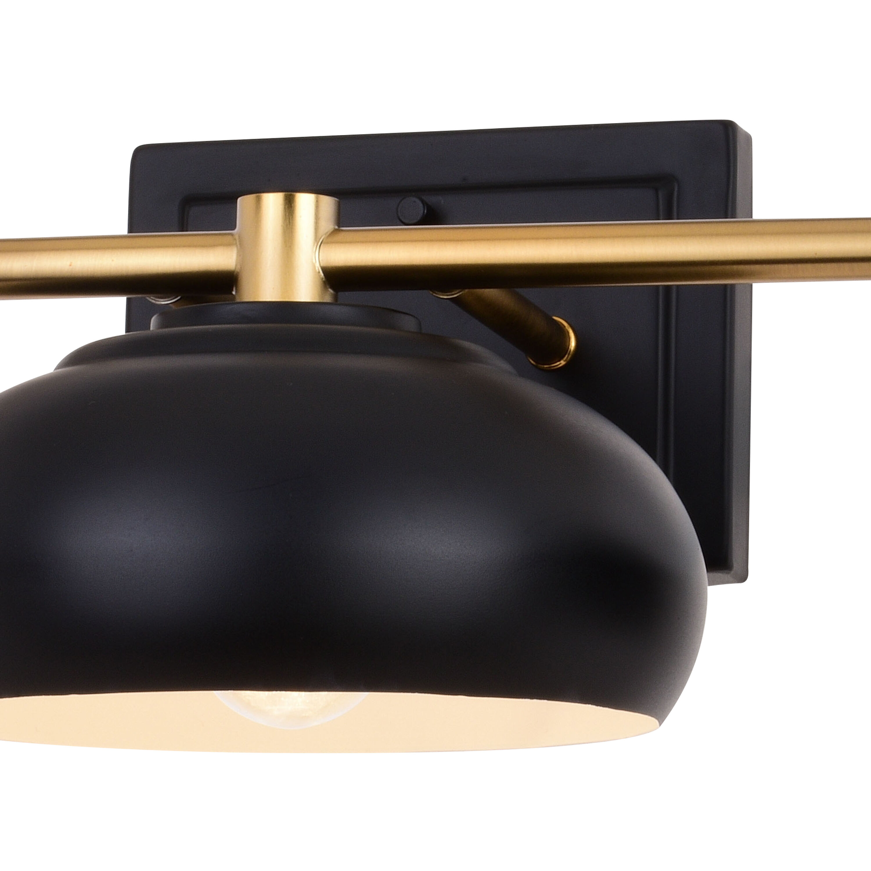 Belmont LED 27.5 inch Matte Black and Satin Brass Bathroom Light Wall Light in 3