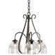Sweeping Taper 3 Light 18.4 inch Natural Iron Chandelier Ceiling Light in Water