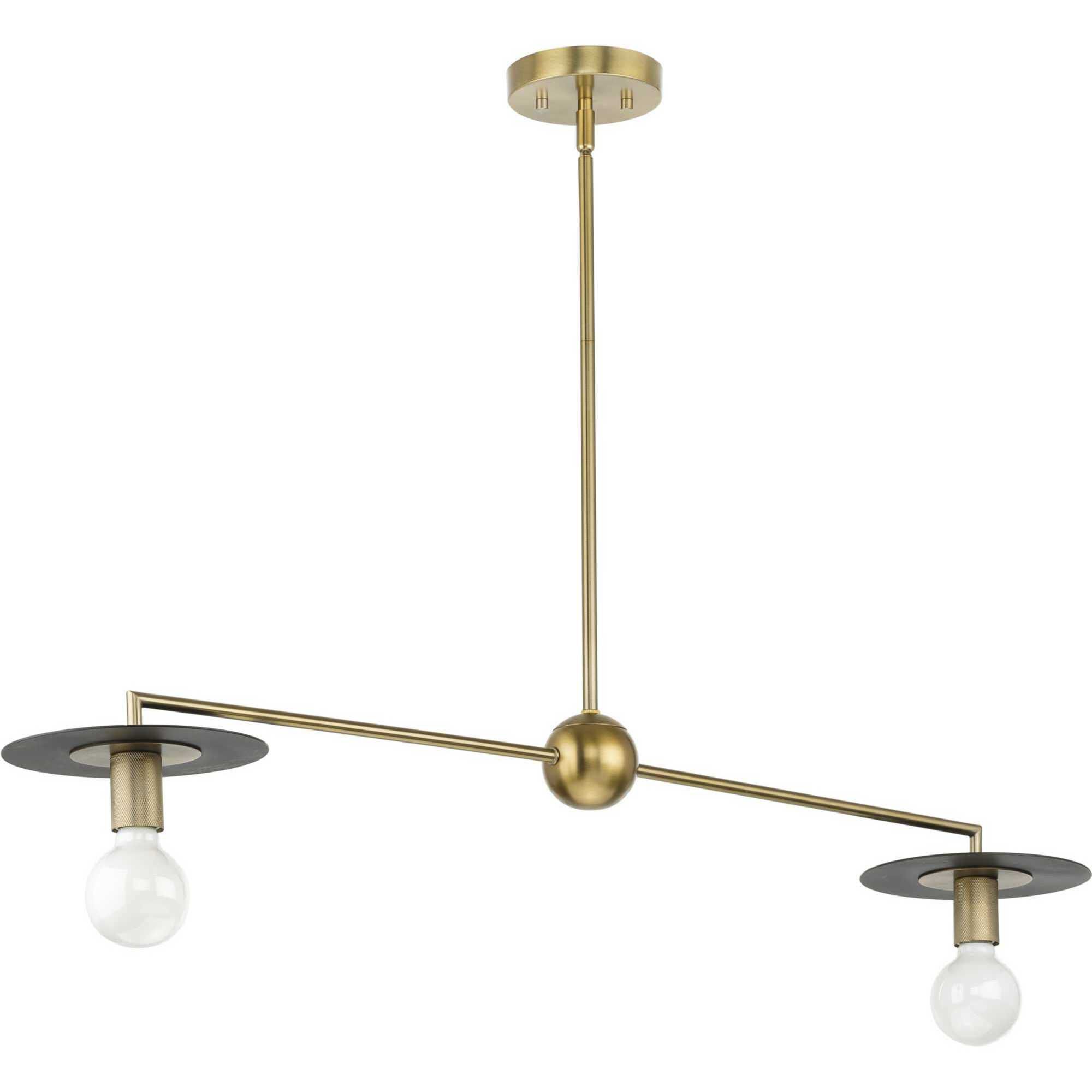 Trimble 2 Light 44 inch Brushed Bronze Linear Chandelier Ceiling Light, Design Series