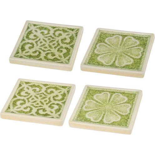 Kelly 4 X 4 inch Green/White Decorative Plate
