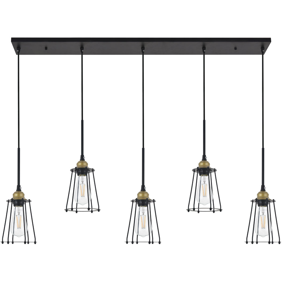 Auspice 5 Light 46 inch Brass and Black Pendant Ceiling Light