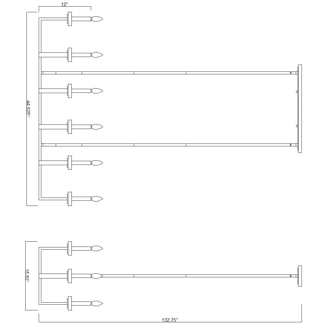 Gaultier 10 Light 44.75 inch Mondern Gold Linear Chandelier Ceiling Light in Modern Gold