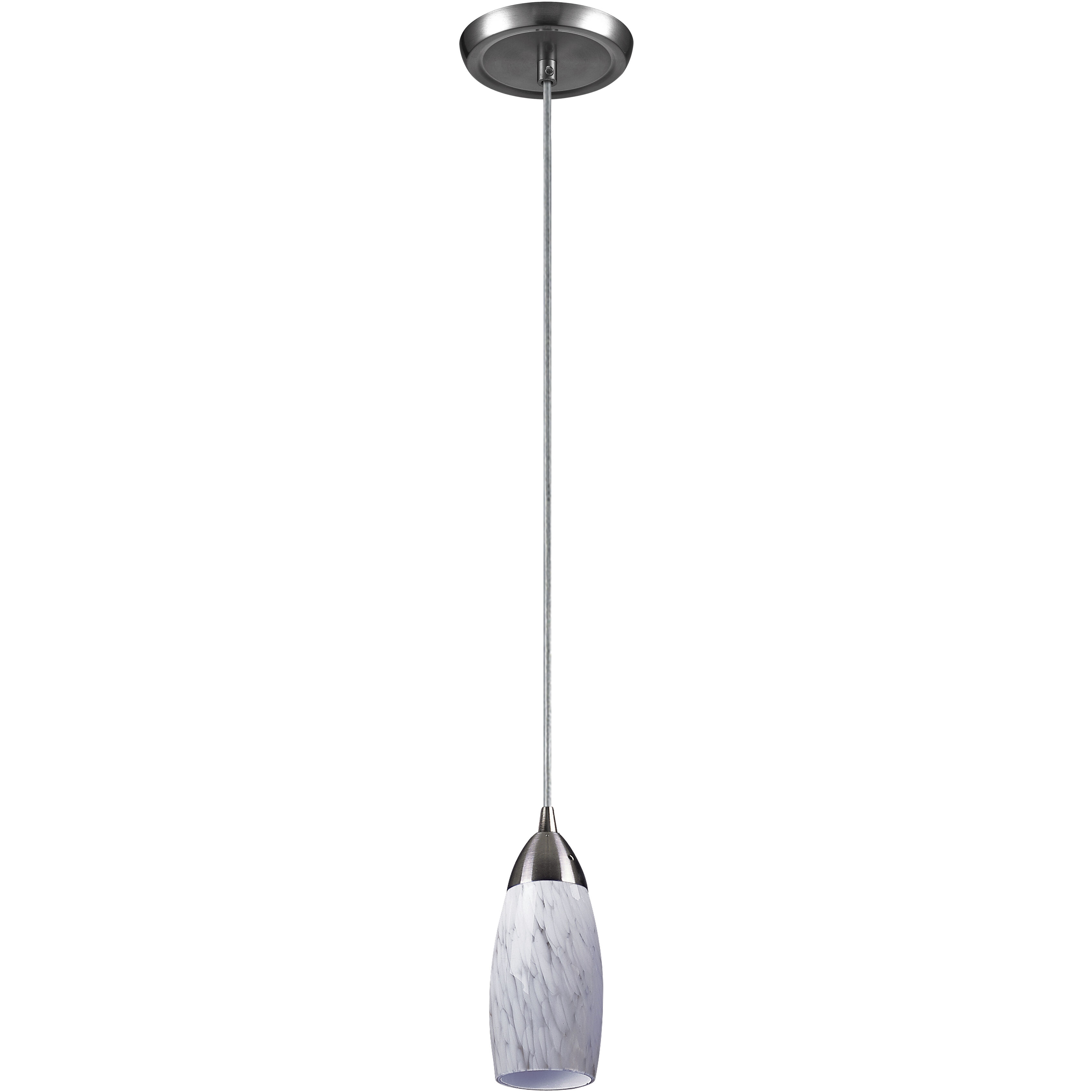 Milan 1 Light 3 inch Satin Nickel Mini Pendant Ceiling Light in Snow White Glass