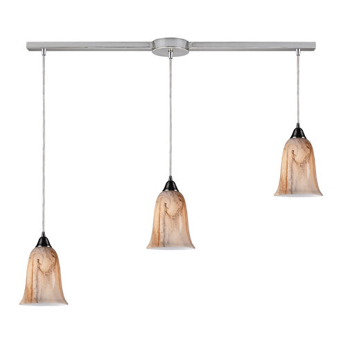 Aqua 3 Light 36 inch Satin Nickel Multi Pendant Ceiling Light, Configurable