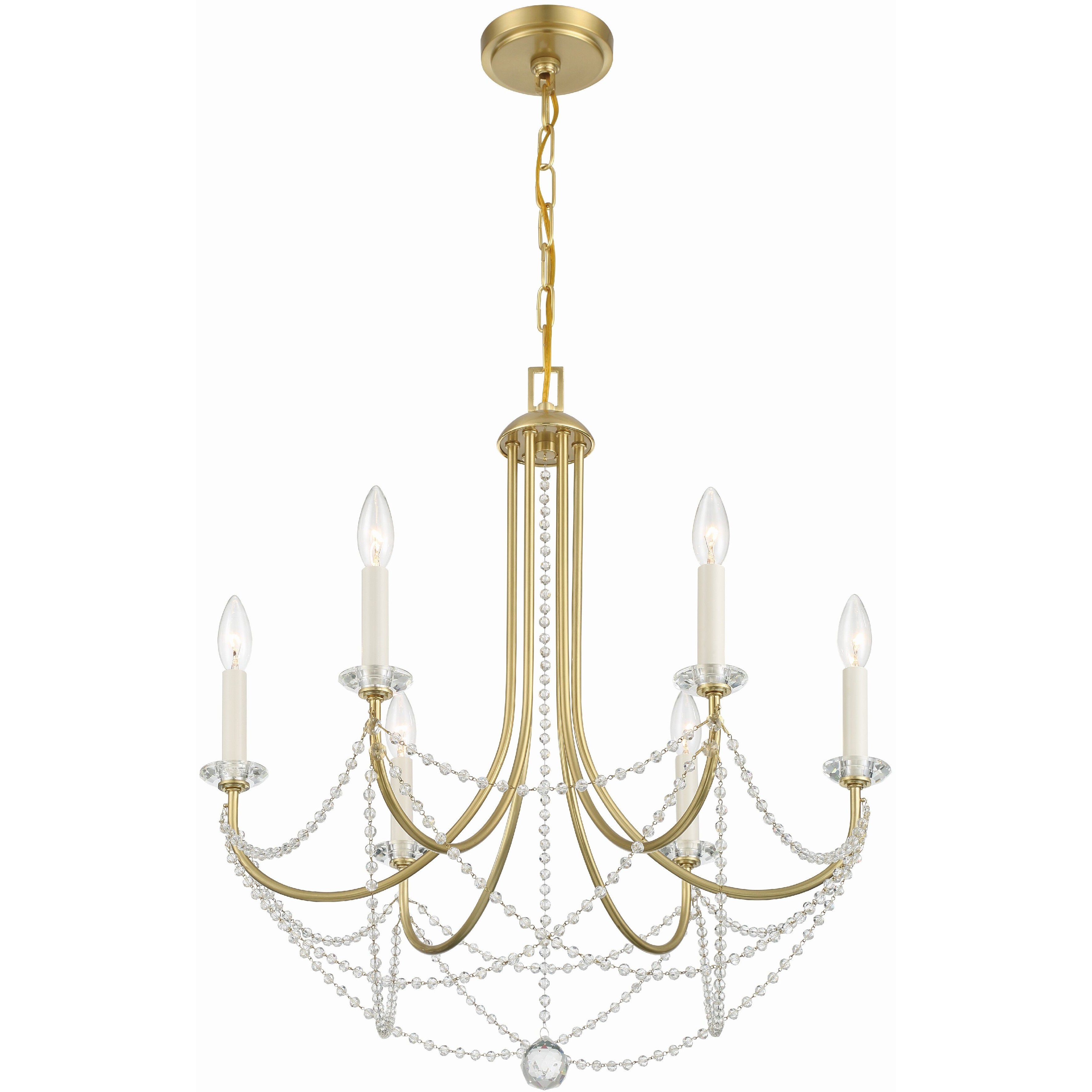 Delilah 6 Light 24 inch Aged Brass Chandelier Ceiling Light