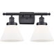 Ballston Large Cone LED 16 inch Matte Black Bath Vanity Light Wall Light in Matte White Glass, Ballston