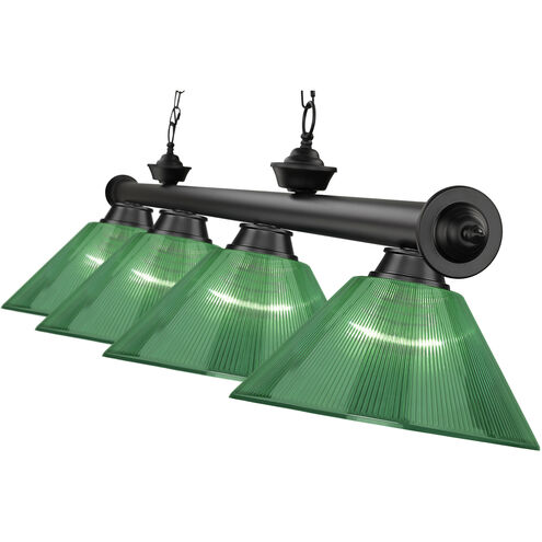 Cordon 4 Light 81.25 inch Matte Black Billiard Ceiling Light in Green Acrylic