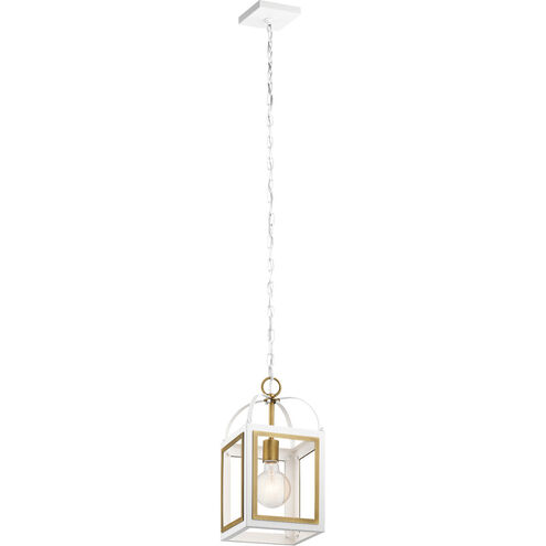 Vath 1 Light 8 inch White Indoor Lantern Pendants Ceiling Light in White and Natural Brass