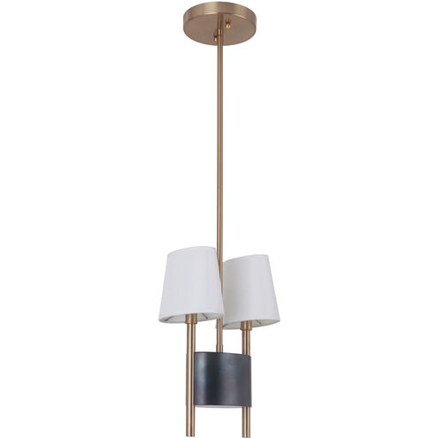 Parker 2 Light 6 inch Fired Steel/Satin Brass Pendant Ceiling Light