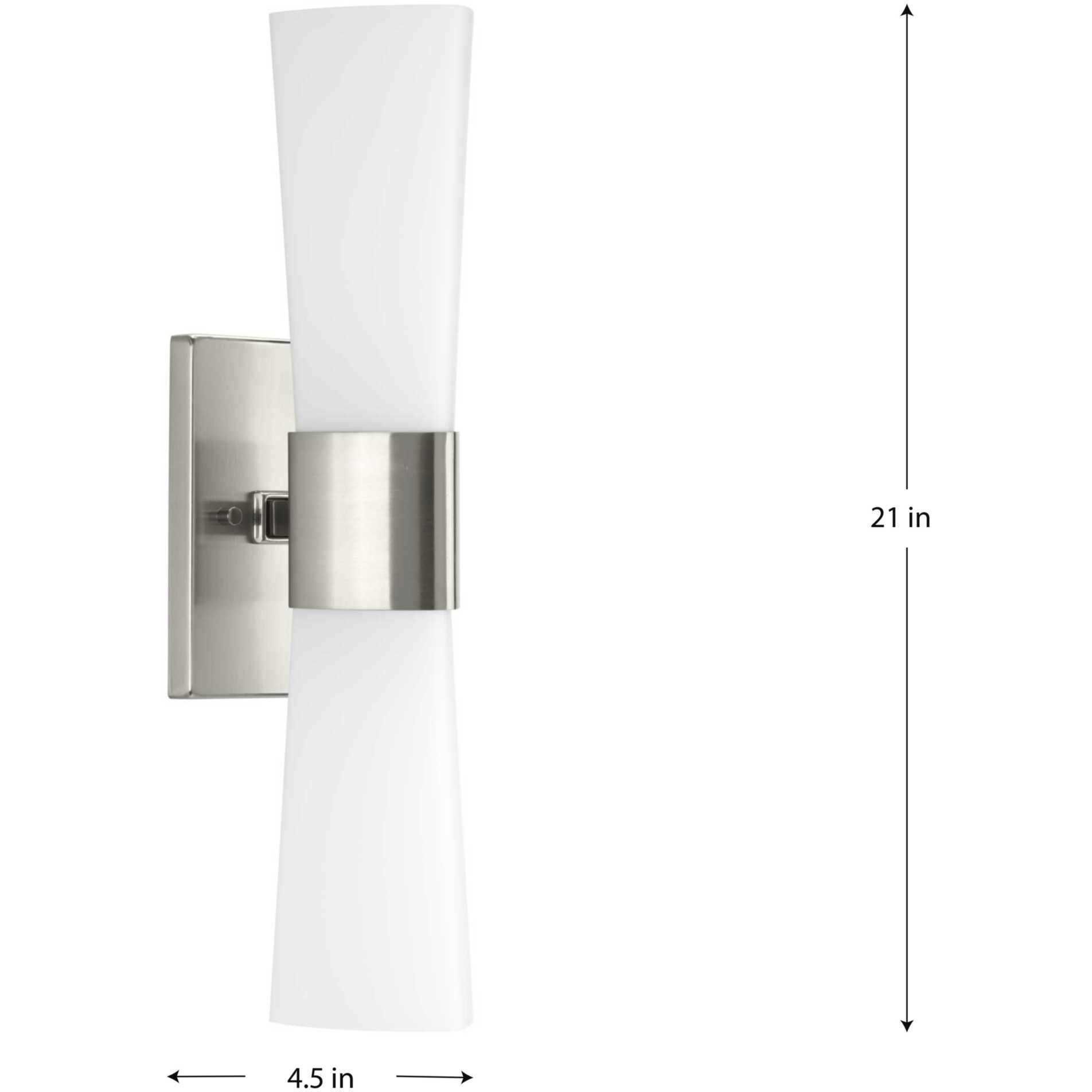 Zura 2 Light 5 inch Brushed Nickel Bath Vanity Wall Light, Design Series