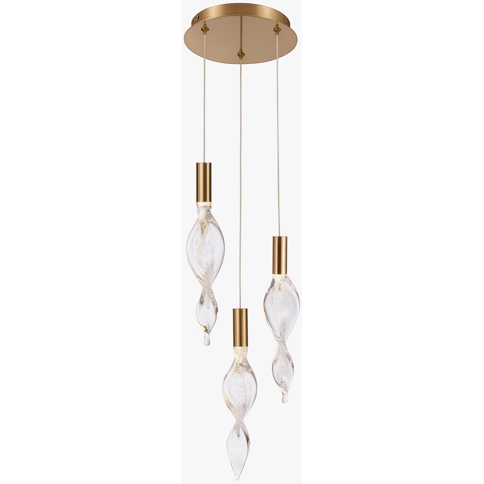 Aurora LED 10 inch Natural Brass Pendant Ceiling Light, Converts to Flush Mount
