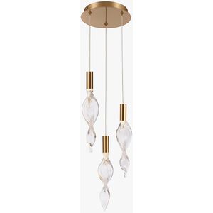 Aurora LED 10 inch Natural Brass Pendant Ceiling Light, Converts to Flush Mount