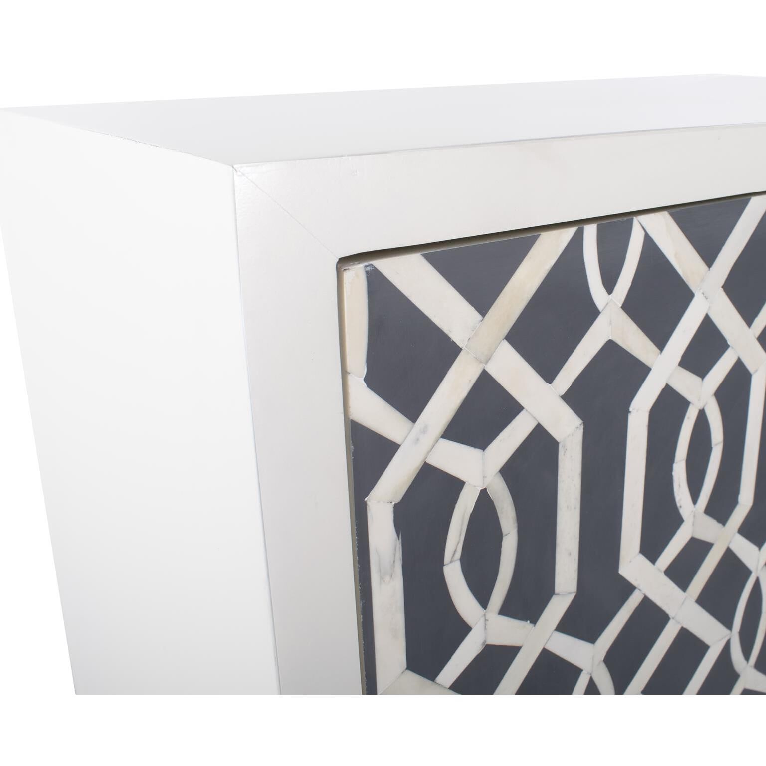 Arrouge White and Gray with Gold Cabinet, Tall