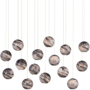 Palatino 15 Light 48 inch Blue Marbeled and Silver Multi-Drop Pendant Ceiling Light