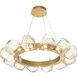 Gem LED 36 inch Gilded Brass Chandelier Ceiling Light in Amber, 2700K LED, Radial Ring