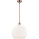 Ballston Athens 1 Light 14 inch Antique Copper Pendant Ceiling Light in Matte White Glass