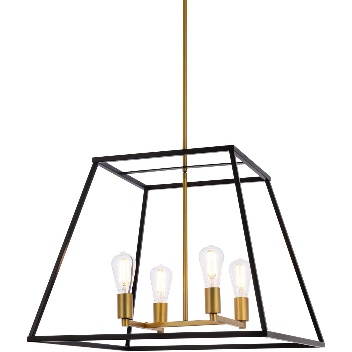 Declan 4 Light 24 inch Black and Brass Pendant Ceiling Light