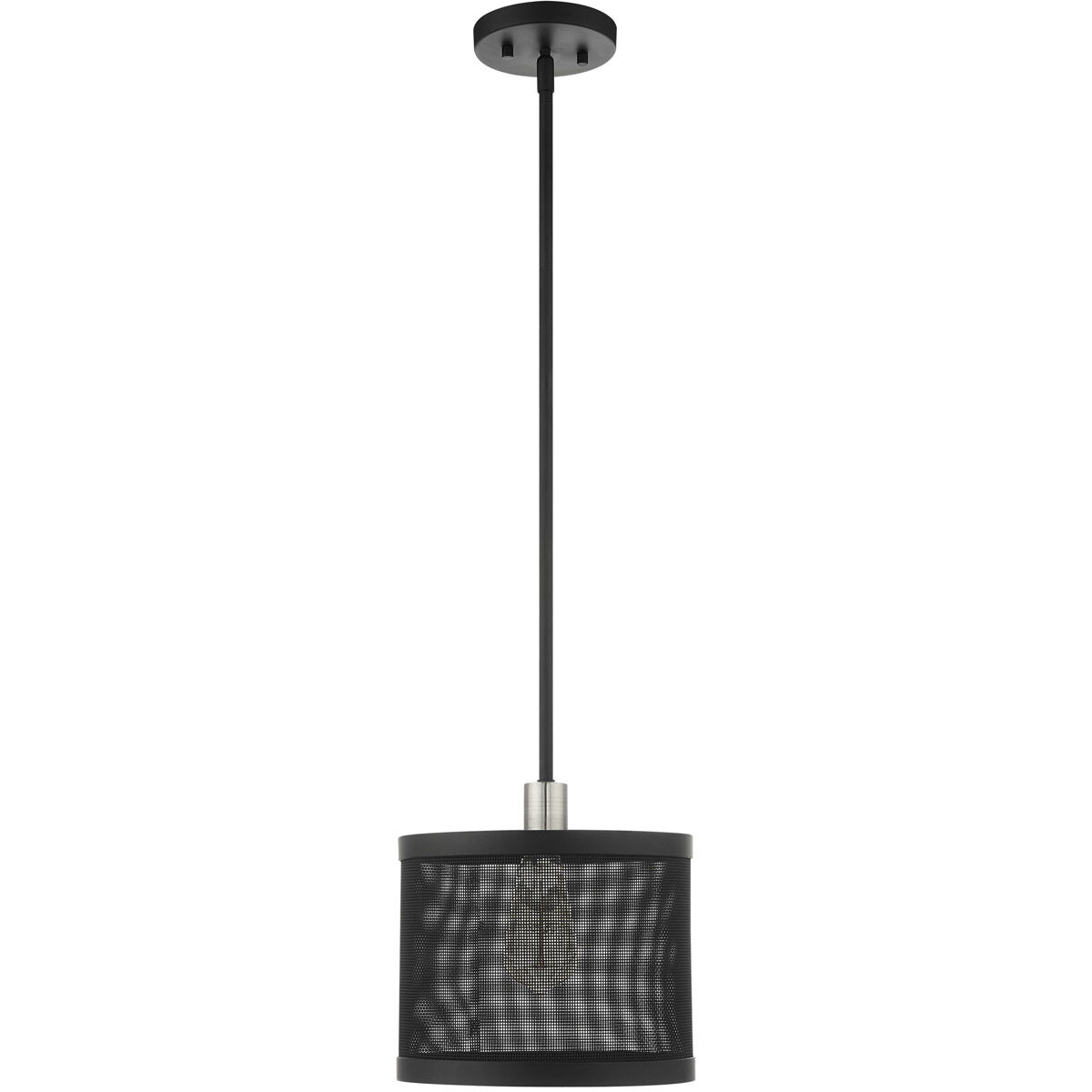 Industro 1 Light 10 inch Black with Brushed Nickel Accents Pendant Ceiling Light