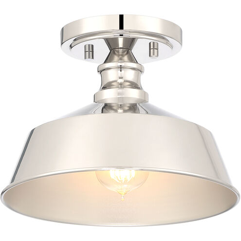 Vintage 1 Light 10 inch Polished Nickel Semi-Flush Ceiling Light