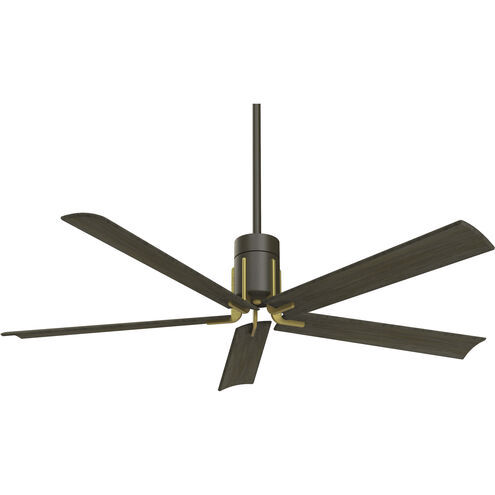 Clean 60 inch Oil Rubbed Bronze/Toned Brass with Urban Walnut Blades Ceiling Fan