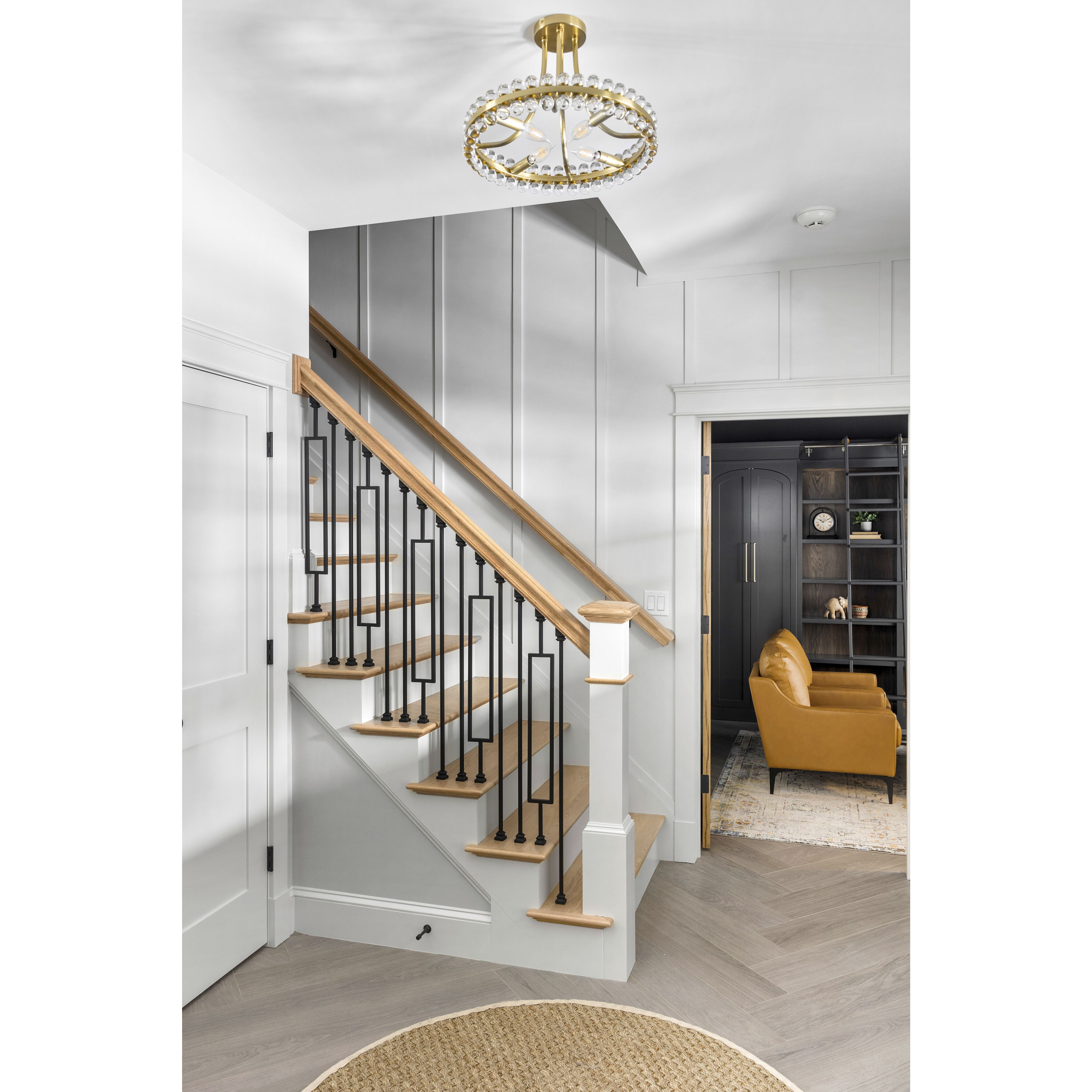 Clover 4 Light 18.25 inch Aged Brass Semi Flush Ceiling Light