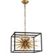 Burst 10 Light 20 inch Aged Brass and Matte Black Chandelier Ceiling Light