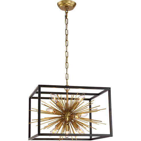 Burst 10 Light 20 inch Aged Brass and Matte Black Chandelier Ceiling Light
