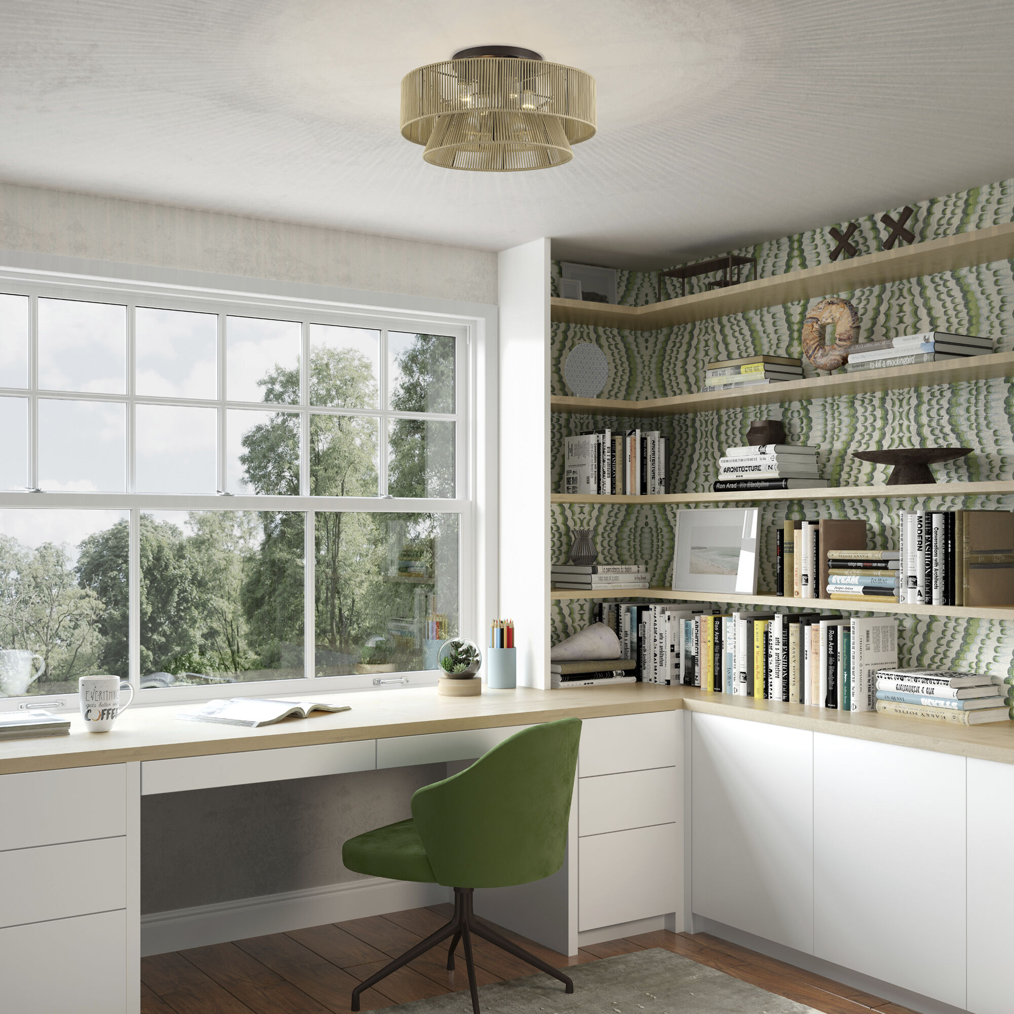 Florell 4 Light 21 inch English Bronze Semi Flush Mount Ceiling Light, Extra Large