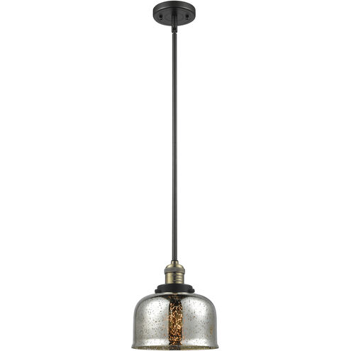 Franklin Restoration Bell LED 8 inch Black Antique Brass Mini Pendant Ceiling Light in Silver Plated Mercury, Franklin Restoration