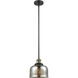 Franklin Restoration Bell LED 8 inch Black Antique Brass Mini Pendant Ceiling Light in Silver Plated Mercury, Franklin Restoration