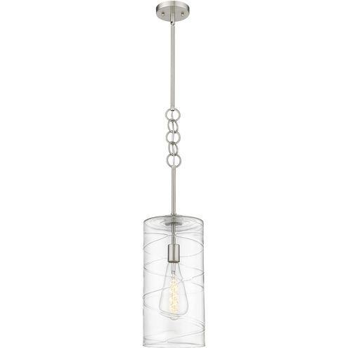 Wexford LED 8 inch Brushed Satin Nickel Mini Pendant Ceiling Light in Clear Deco Swirl